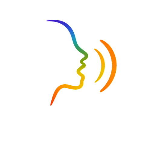 ProudVoices logo showing a stylized speaking profile with sound waves, representing community voices and the volunteer diversity council